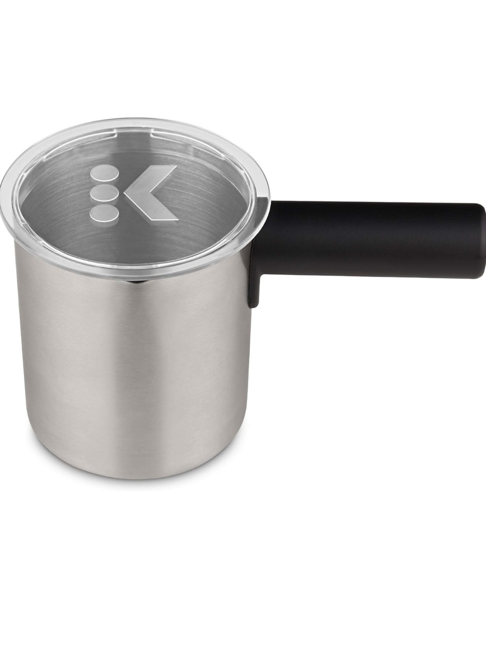 Keurig K-Cafe Stainless Steel Frother Cup with Black Handle & Clear Lid & Whisk